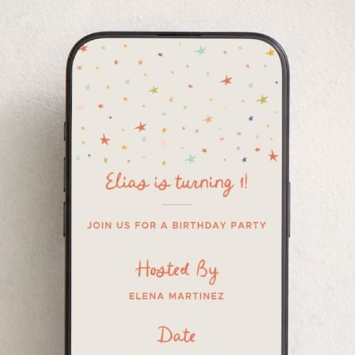 This is a confetti online birthday invitations by Blustery August called sugared almond printing on digital paper in standard