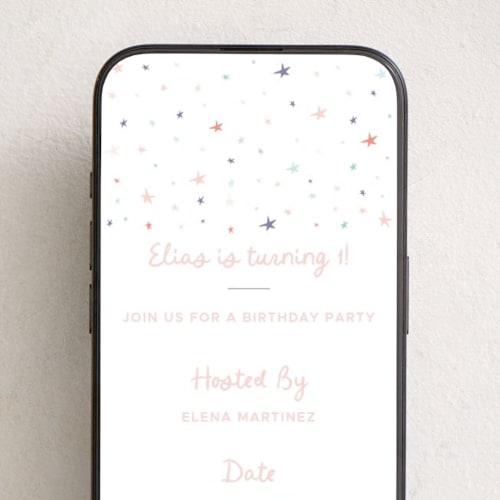 This is a unicorn online birthday invitations by Blustery August called sugared almond printing on digital paper in standard