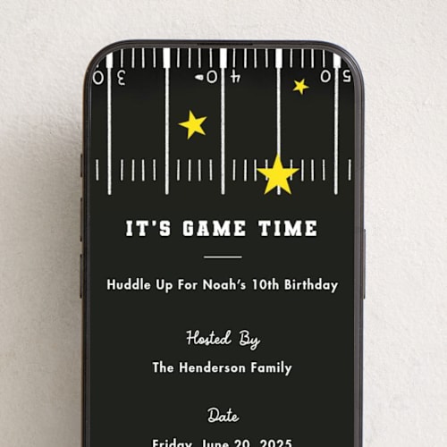 This is a chalkboard online birthday invitations by Becky Nimoy called american football printing on digital paper in standard