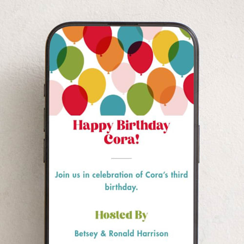 This is a sherbet online birthday invitations by 2birdstone called bright balloons printing on digital paper in standard