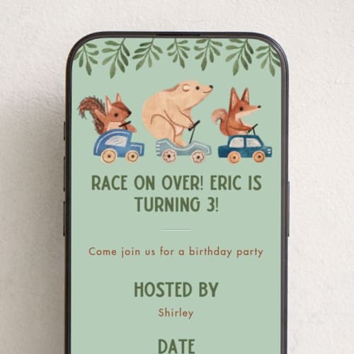 This is a avenue online birthday invitations by Vivian Yiwing called woodland cars printing on digital paper in standard