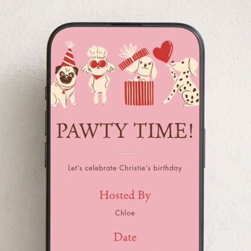 This is a bubblegum online birthday invitations by Vivian Yiwing called pawty printing on digital paper in standard