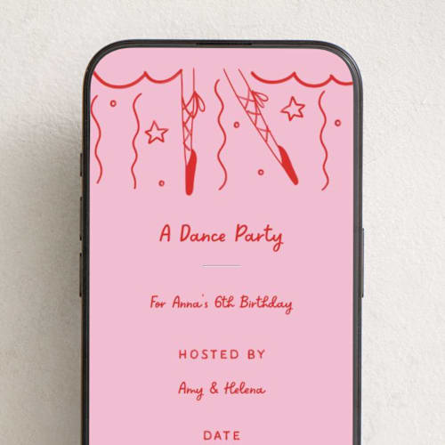 This is a blush online birthday invitations by Becky Nimoy called ballerina on pointe printing on digital paper in standard
