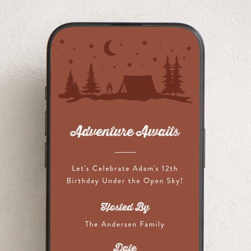 This is a sunset online birthday invitations by tuldok called adventure awaits printing on digital paper in standard