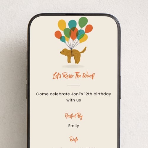 This is a oatmeal online birthday invitations by Adelyn T. called balloon pup printing on digital paper in standard