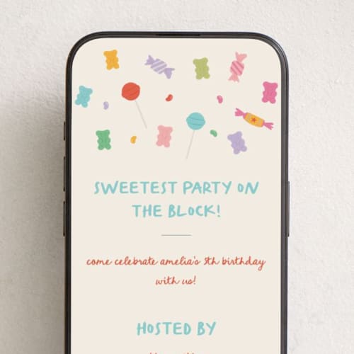 This is a jelly bean online birthday invitations by Vera Lim called sweetest party printing on digital paper in standard