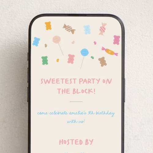This is a cotton candy online birthday invitations by Vera Lim called sweetest party printing on digital paper in standard
