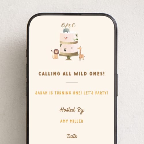 This is a halo online birthday invitations by Teju Reval called safari cake printing on digital paper in standard