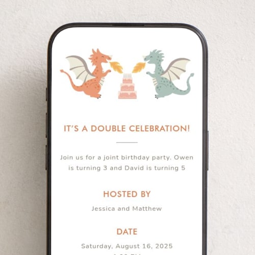 This is a mango online birthday invitations by Ester Bernaldo de Quiros called dragon joint celebration printing on digital paper in standard