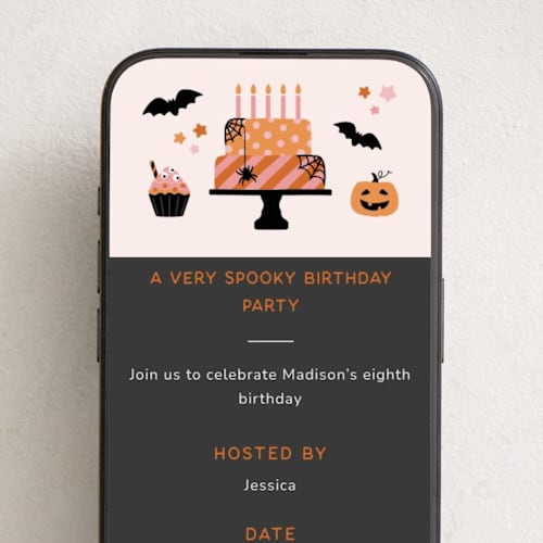 This is a tangerine online birthday invitations by Ester Bernaldo de Quiros called spooky birthday printing on digital paper in standard
