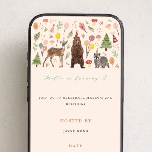 This is a sand online birthday invitations by iamtanya called fun woodland celebration printing on digital paper in standard