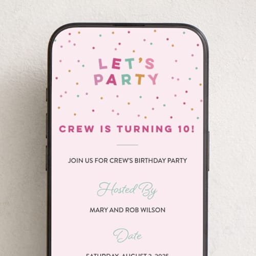 This is a cotton candy online birthday invitations by Sarah Hawkins Designs called dancing happy printing on digital paper in standard