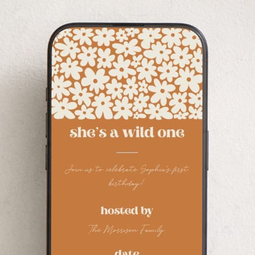 This is a orange online birthday invitations by Kaliste Ananda called wildflower one printing on digital paper in standard