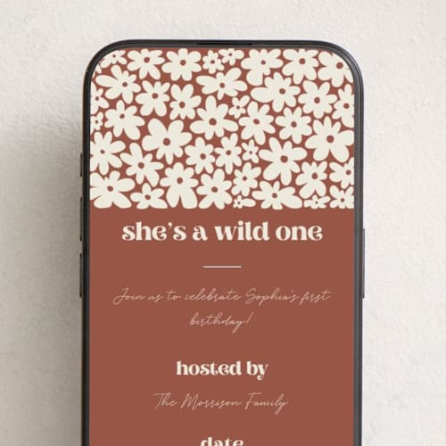 This is a burnt online birthday invitations by Kaliste Ananda called wildflower one printing on digital paper in standard