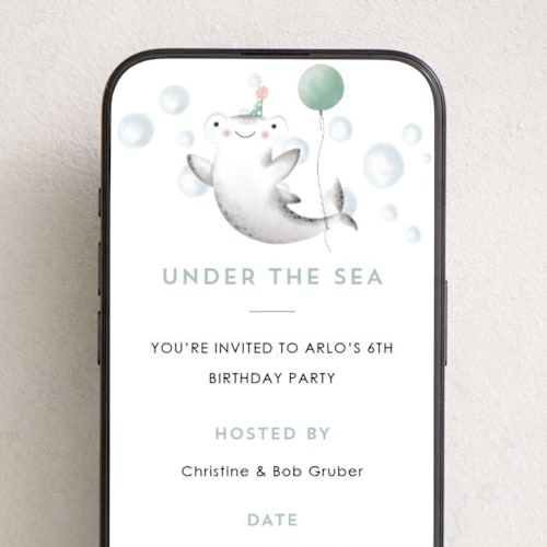 This is a leaf online birthday invitations by Erin Deegan called party under the sea printing on digital paper in standard