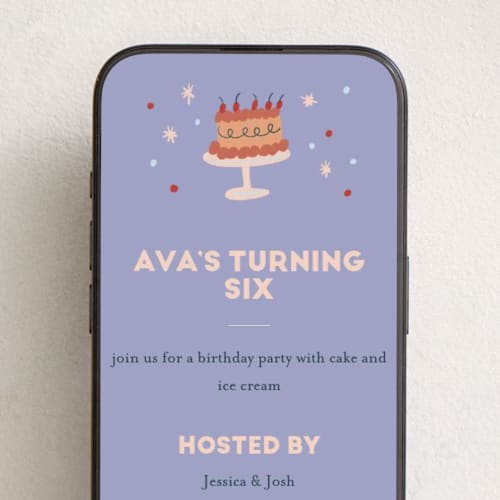 This is a ube online birthday invitations by Ani Somi called cake sparkles printing on digital paper in standard