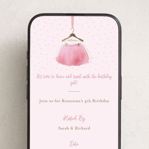 This is a carnation online birthday invitations by Kanika Mathur called little ballerina printing on digital paper in standard