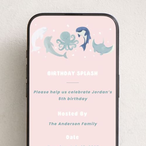 This is a cotton candy online birthday invitations by Jennifer Holbrook called undersea birthday printing on digital paper in standard