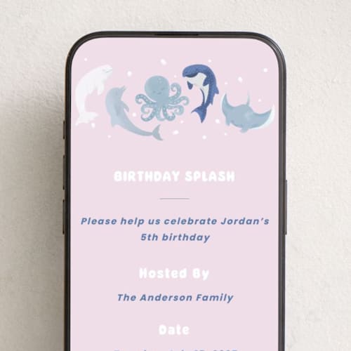 This is a plum online birthday invitations by Jennifer Holbrook called undersea birthday printing on digital paper in standard