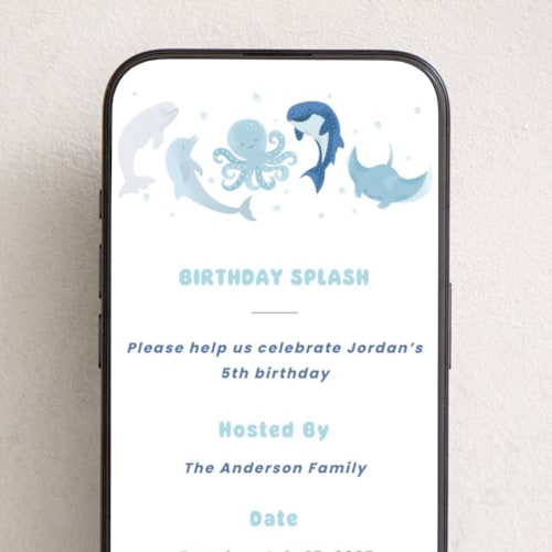 This is a air online birthday invitations by Jennifer Holbrook called undersea birthday printing on digital paper in standard