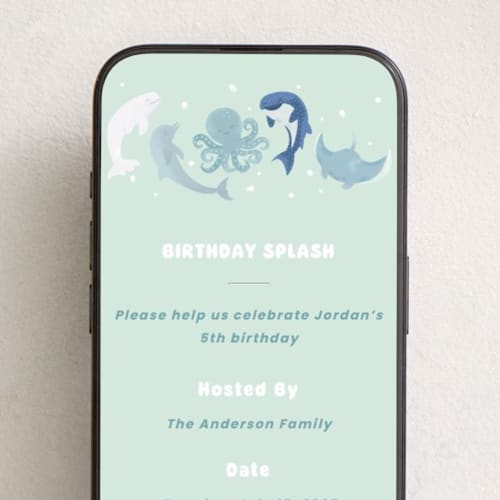 This is a seagrass online birthday invitations by Jennifer Holbrook called undersea birthday printing on digital paper in standard