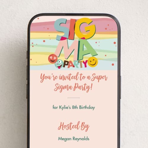 This is a candy online birthday invitations by Caroline Harberd called sigma party printing on digital paper in standard
