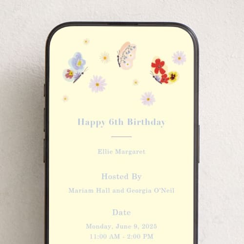 This is a butter online birthday invitations by Baumbirdy called butterfly floral printing on digital paper in standard