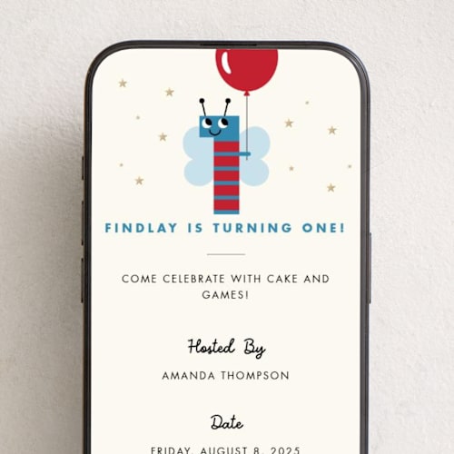 This is a berry online birthday invitations by mo kelley called happy one printing on digital paper in standard