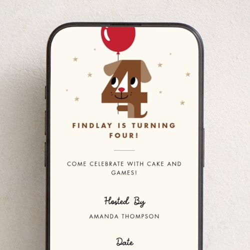This is a crimson online birthday invitations by mo kelley called happy four printing on digital paper in standard