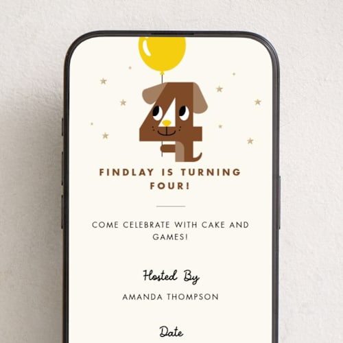 This is a canary online birthday invitations by mo kelley called happy four printing on digital paper in standard