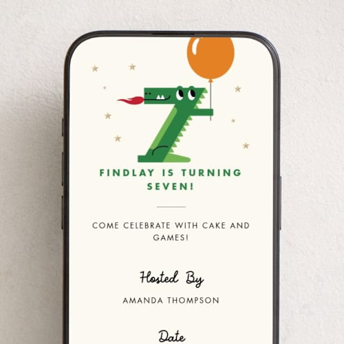 This is a tangerine online birthday invitations by mo kelley called happy seven printing on digital paper in standard