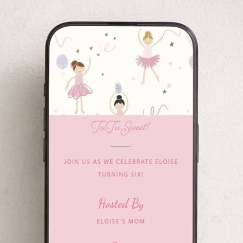 This is a poppy online birthday invitations by Elizabeth Bishop called little ballerinas printing on digital paper in standard