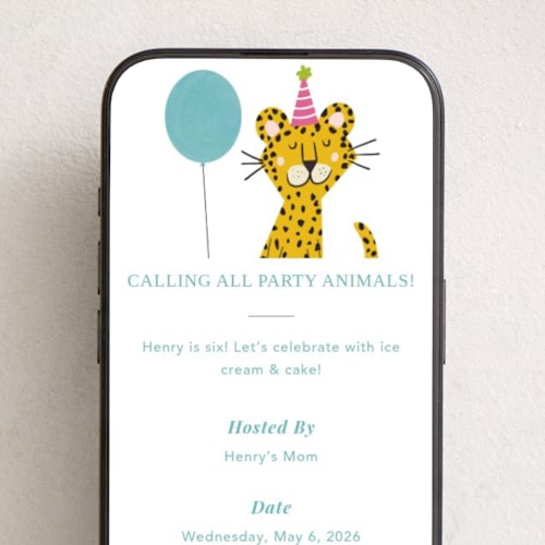 This is a pool online birthday invitations by Elizabeth Bishop called birthday leopard printing on digital paper in standard