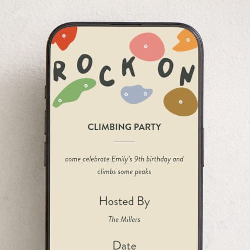 This is a gumdrops online birthday invitations by Stephanie Heinrich Godbout called rock on printing on digital paper in standard