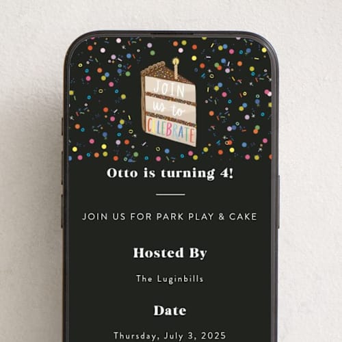 This is a onyx online birthday invitations by Alethea and Ruth called slice of cake printing on digital paper in standard