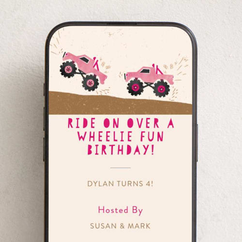 This is a petal online birthday invitations by Kanika Mathur called wheelie fun birthday printing on digital paper in standard