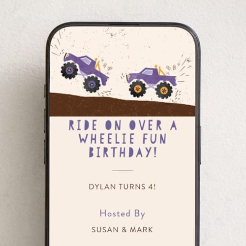 This is a lavender online birthday invitations by Kanika Mathur called wheelie fun birthday printing on digital paper in standard