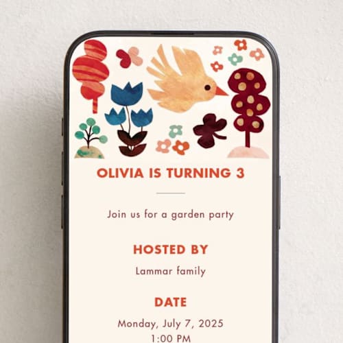 This is a mist online birthday invitations by Mojca Dolinar called day in the garden printing on digital paper in standard