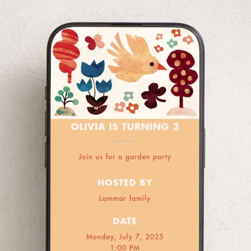 This is a apricot online birthday invitations by Mojca Dolinar called day in the garden printing on digital paper in standard