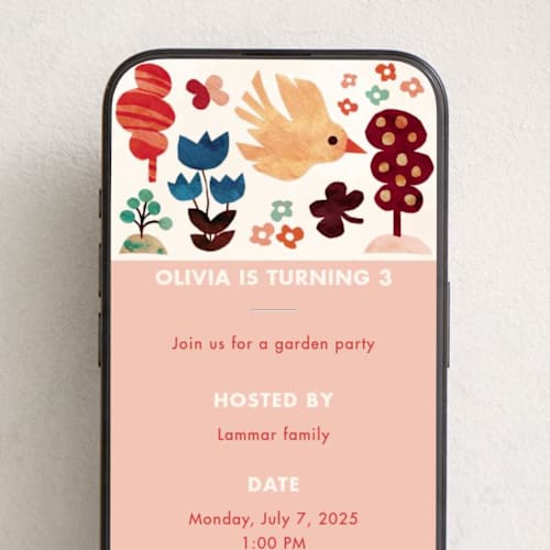 This is a blush online birthday invitations by Mojca Dolinar called day in the garden printing on digital paper in standard