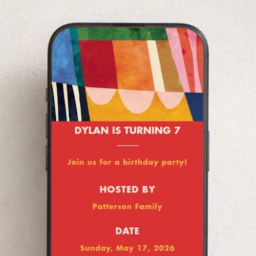 This is a berry online birthday invitations by Mojca Dolinar called colour block printing on digital paper in standard