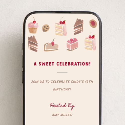 This is a butter online birthday invitations by Teju Reval called sweet treats printing on digital paper in standard