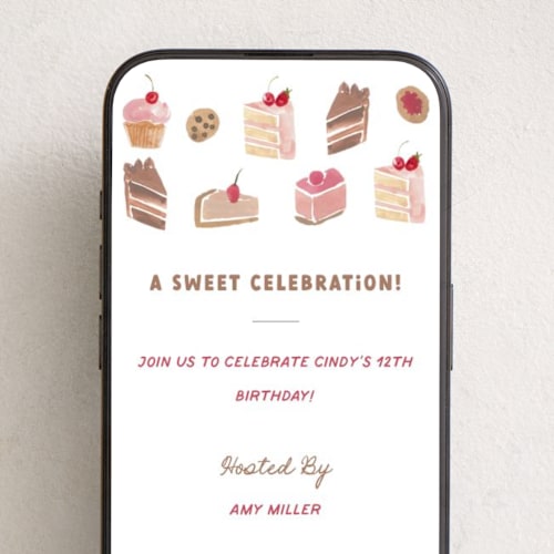 This is a vanilla online birthday invitations by Teju Reval called sweet treats printing on digital paper in standard