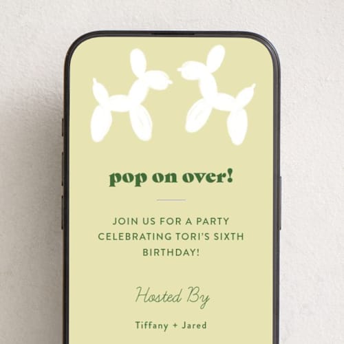This is a sorbet online birthday invitations by Sierra Lee called balloon animal printing on digital paper in standard