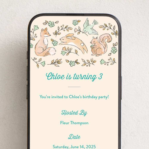 This is a daisy online birthday invitations by Anna Black called woodland fun printing on digital paper in standard