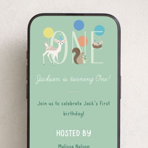 This is a honeydew online birthday invitations by Brandy Folse called woodland friends printing on digital paper in standard