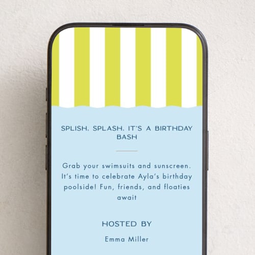 This is a lemon online birthday invitations by Joyce Pinheiro called lemon stripes printing on digital paper in standard