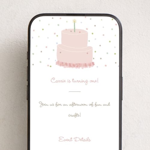 This is a blush online birthday invitations by Tina Faselli called confetti party printing on digital paper in standard