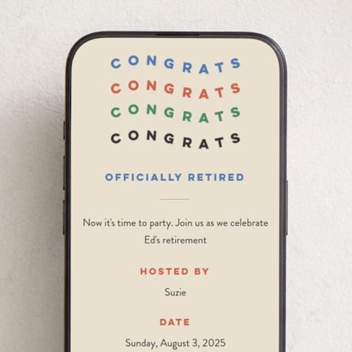 This is a cream online invitations by Amy Kross called congrats wave printing on digital paper in standard
