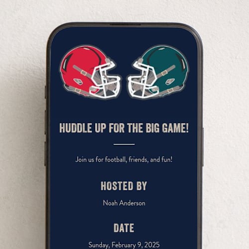 This is a navy online invitations by Nathan Poland called ready for football printing on digital paper in standard